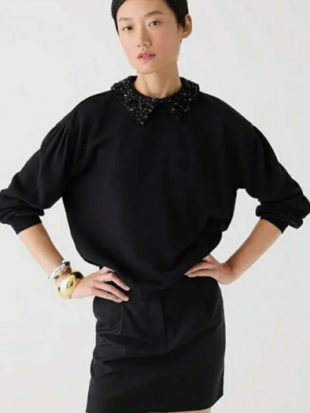 J Crew Embellished Collar Sweatshirt